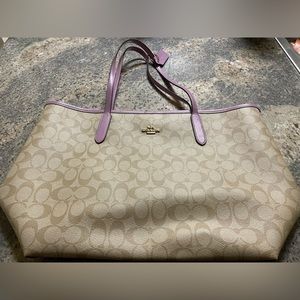 Coach City Tote in Signature Canvas with Lilac accents.